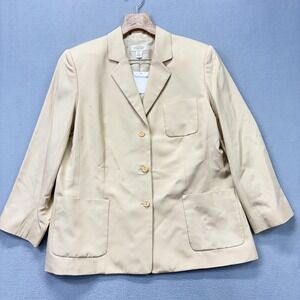 Talbots‎ Blazer Womens 18 Beige Silk Cotton Blend Lined Classic Office Jacket